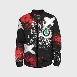 Детский бомбер Шкода на фоне граффити и брызг красок