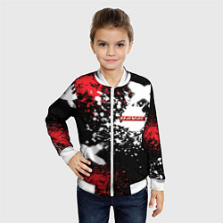 Бомбер детский Хавал на фоне граффити и брызг красок, цвет: 3D-белый — фото 2