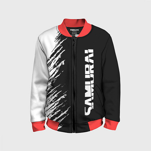 Детский бомбер Самурай штрихи - киберпанк 2077 / 3D-Красный – фото 1