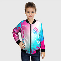 Бомбер детский Club Brugge neon gradient style вертикально, цвет: 3D-черный — фото 2