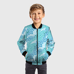 Бомбер детский Океанские волны из синих и бирюзовых камней, цвет: 3D-черный — фото 2
