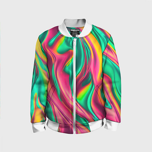 Детский бомбер Неоновый голографик / 3D-Белый – фото 1