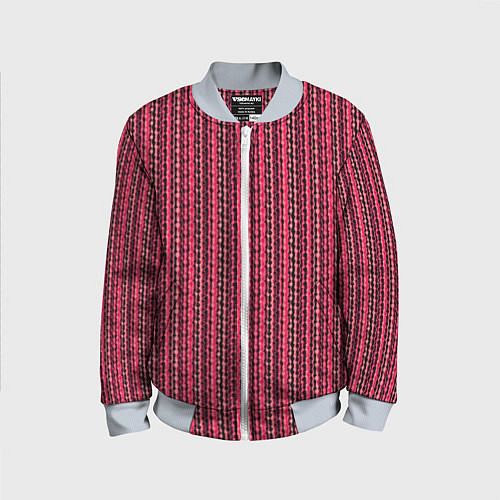 Детский бомбер Красно-розовый искажённые полосы / 3D-Серый – фото 1