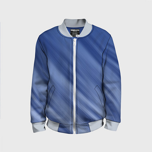 Детский бомбер Белые полосы на синем фоне / 3D-Серый – фото 1