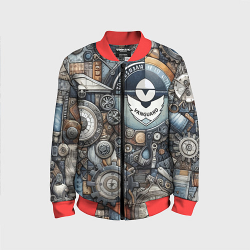 Детский бомбер Механистический паттерн - авангард нейросеть / 3D-Красный – фото 1