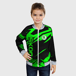Бомбер детский Skoda - green uniform, цвет: 3D-серый — фото 2