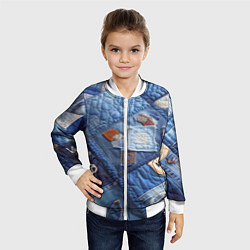 Бомбер детский Vanguard jeans patchwork - ai art, цвет: 3D-белый — фото 2