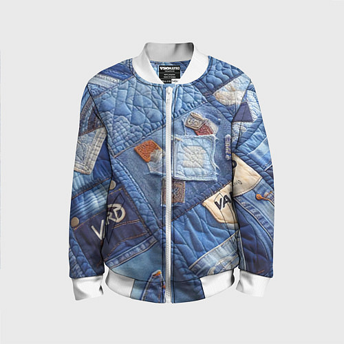 Детский бомбер Vanguard jeans patchwork - ai art / 3D-Белый – фото 1