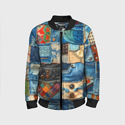 Детский бомбер Vanguard denim patchwork - ai art