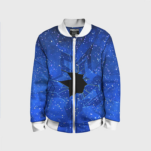 Детский бомбер Расколотое стекло - звездное небо / 3D-Белый – фото 1