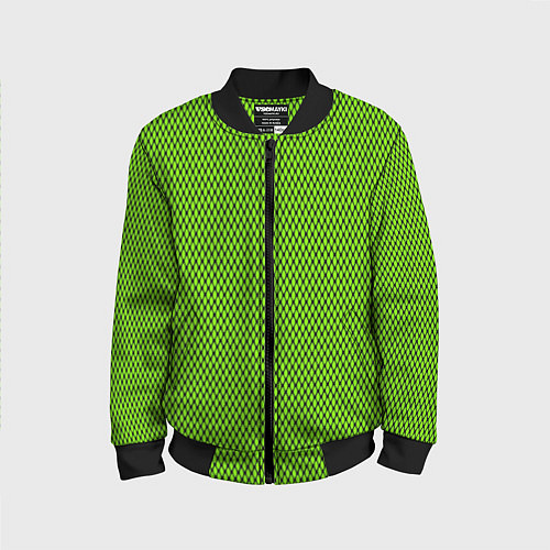 Детский бомбер Кислотный зелёный имитация сетки / 3D-Черный – фото 1