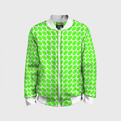 Детский бомбер Зелёные лепестки шестиугольники / 3D-Белый – фото 1
