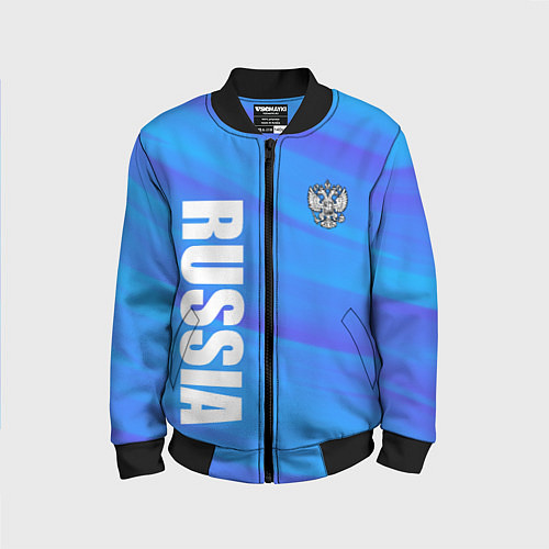 Детский бомбер Россия - синие волны / 3D-Черный – фото 1