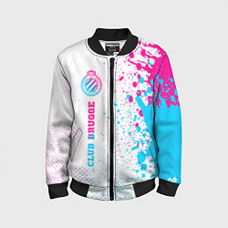 Бомбер детский Club Brugge neon gradient style по-вертикали, цвет: 3D-черный