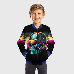 Бомбер детский Cyber skull - ai art fantasy, цвет: 3D-синий — фото 2