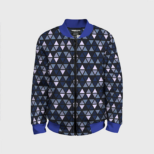 Детский бомбер Чёрно-синий паттерн треугольники / 3D-Синий – фото 1