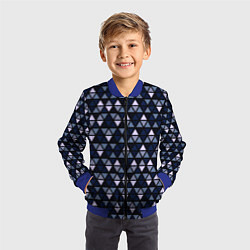 Бомбер детский Чёрно-синий паттерн треугольники, цвет: 3D-синий — фото 2