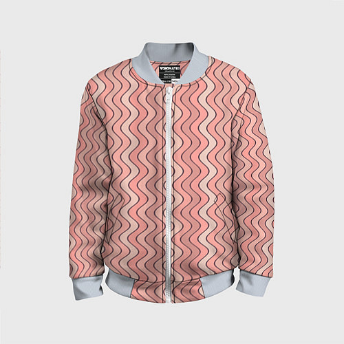 Детский бомбер Волнистые линии персиковый / 3D-Серый – фото 1