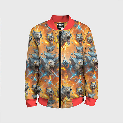 Детский бомбер Волки и камни / 3D-Красный – фото 1