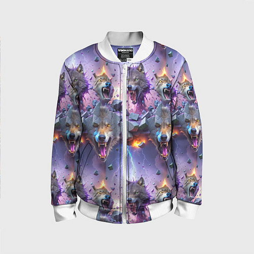 Детский бомбер Волки и молнии / 3D-Белый – фото 1