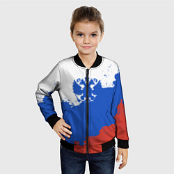 Бомбер детский Российский триколор и герб, цвет: 3D-черный — фото 2