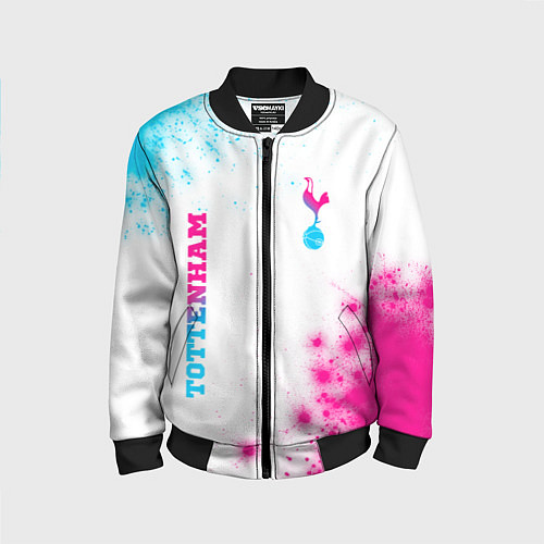 Детский бомбер Tottenham neon gradient style вертикально / 3D-Черный – фото 1