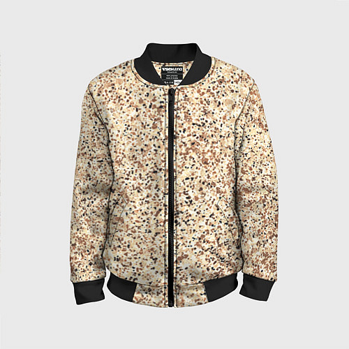 Детский бомбер Светлый коричневый текстурированный под камень / 3D-Черный – фото 1