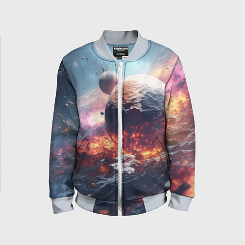 Детский бомбер Космическое столкновение планет / 3D-Серый – фото 1
