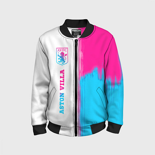 Детский бомбер Aston Villa neon gradient style по-вертикали / 3D-Черный – фото 1