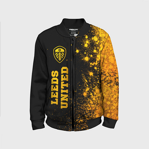 Детский бомбер Leeds United - gold gradient по-вертикали / 3D-Черный – фото 1