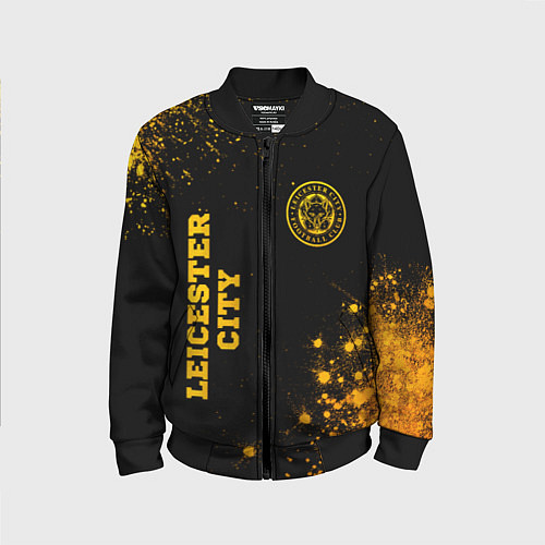 Детский бомбер Leicester City - gold gradient вертикально / 3D-Черный – фото 1
