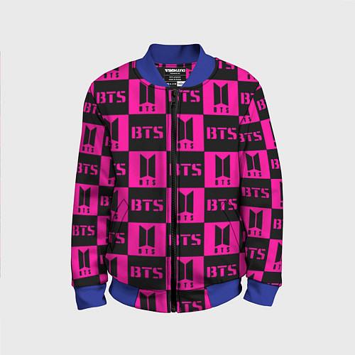 Детский бомбер BTS pattern pink logo / 3D-Синий – фото 1