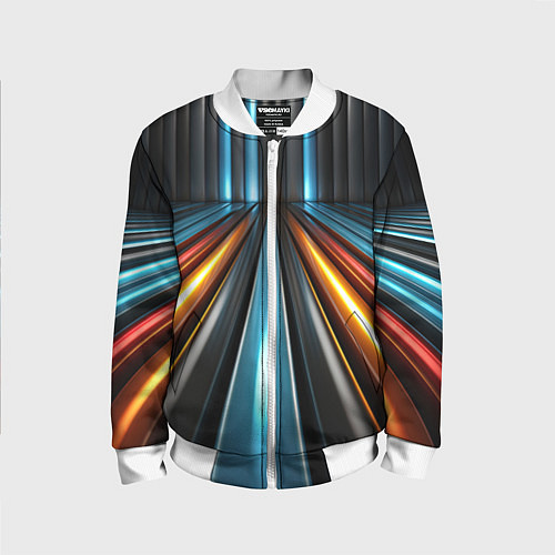 Детский бомбер Неоновый путь из труб / 3D-Белый – фото 1