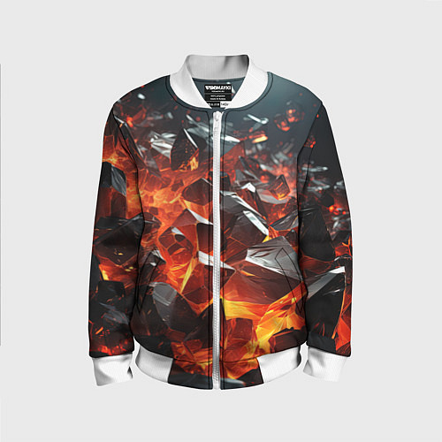 Детский бомбер Взрыв камней в красном неоне / 3D-Белый – фото 1