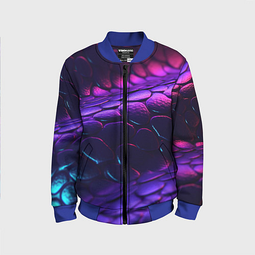 Детский бомбер Фиолетовая абстрактная текстура неоновая / 3D-Синий – фото 1