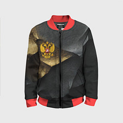 Детский бомбер Золотой герб России на темном фоне
