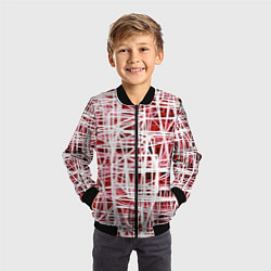 Бомбер детский Хаотичный кубический каркас в красном тумане, цвет: 3D-черный — фото 2