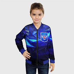 Бомбер детский Герб России на синей абстракции, цвет: 3D-синий — фото 2
