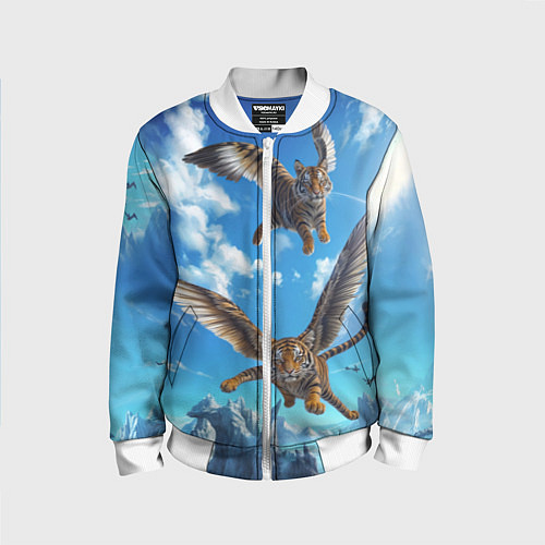 Детский бомбер Летающие тигрята / 3D-Белый – фото 1