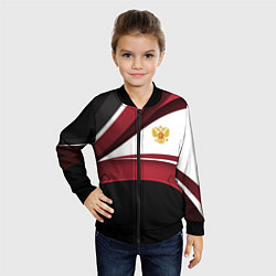 Бомбер детский Униформа Россия - бордовая, цвет: 3D-черный — фото 2