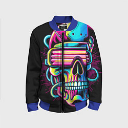 Детский бомбер Cyber skull - ai art neon