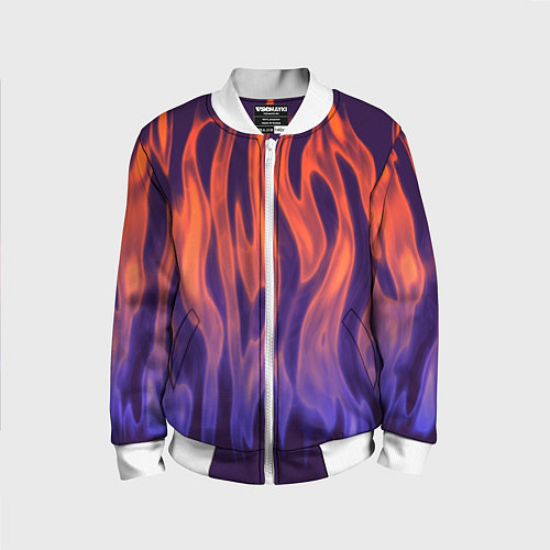 Детский бомбер Сиреневое пламя / 3D-Белый – фото 1