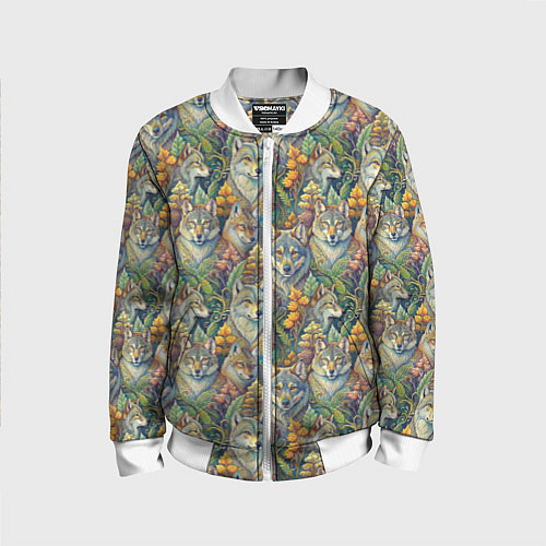 Детский бомбер Волки паттерн / 3D-Белый – фото 1