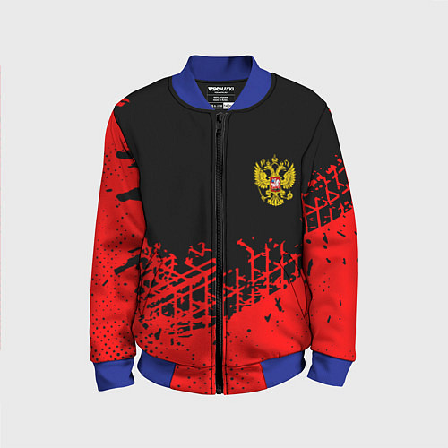Детский бомбер Россия герб красные краски / 3D-Синий – фото 1