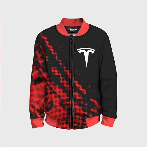 Детский бомбер Tesla sport grunge / 3D-Красный – фото 1
