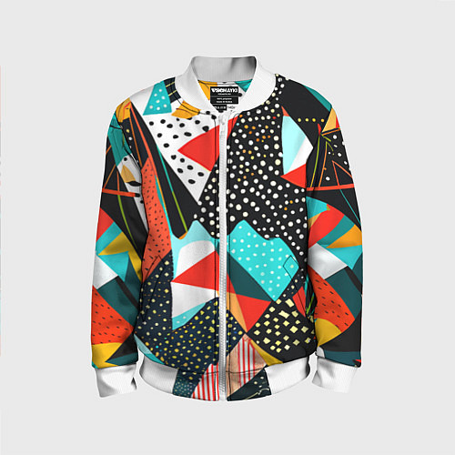 Детский бомбер Abstract patchwork - ai art / 3D-Белый – фото 1