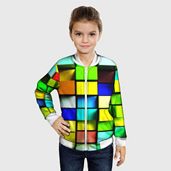 Бомбер детский Оптические кубы, цвет: 3D-белый — фото 2