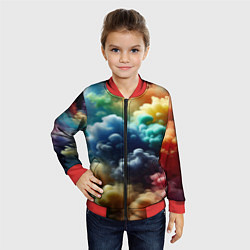 Бомбер детский Яркий цветной дым, цвет: 3D-красный — фото 2