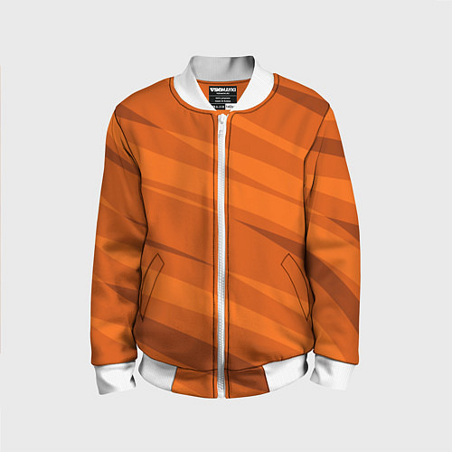 Детский бомбер Тёмный оранжевый полосами / 3D-Белый – фото 1