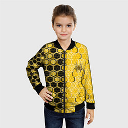 Бомбер детский Киберпанк соты шестиугольники жёлтый и чёрный с па, цвет: 3D-черный — фото 2